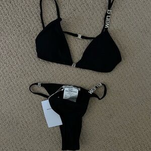 Alexander Wang Black Bikini Set with Logo Straps